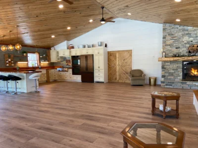 Event and Healing Rental space featuring wooden floors and large ceilings at The Lodge Loon Pond Retreat and Wellness Center Maine 7